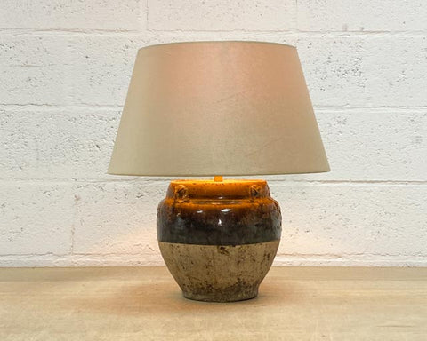 Unique rustic brown pot lamp