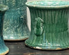Turkoois/groen geglazuurde keramieke pot - Antieke woondecoratie